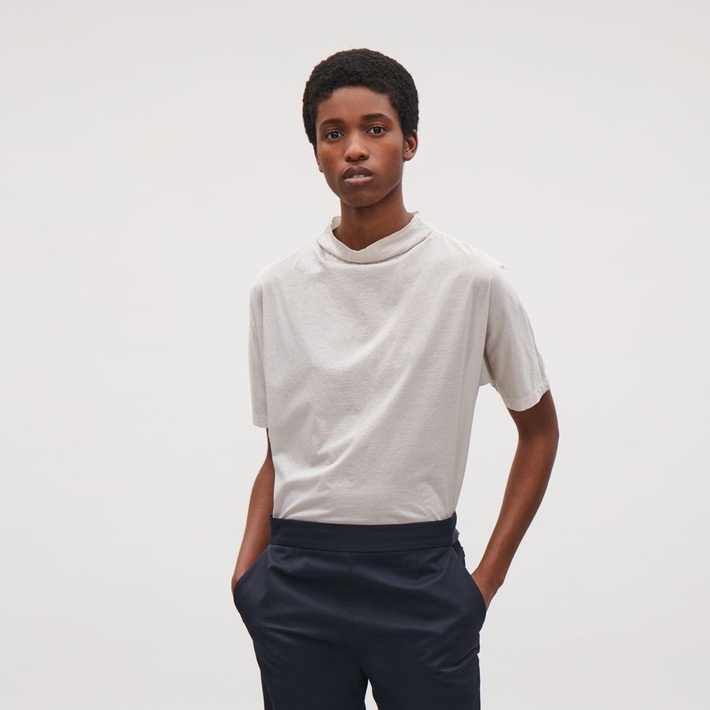 Semi sheer mock neck top